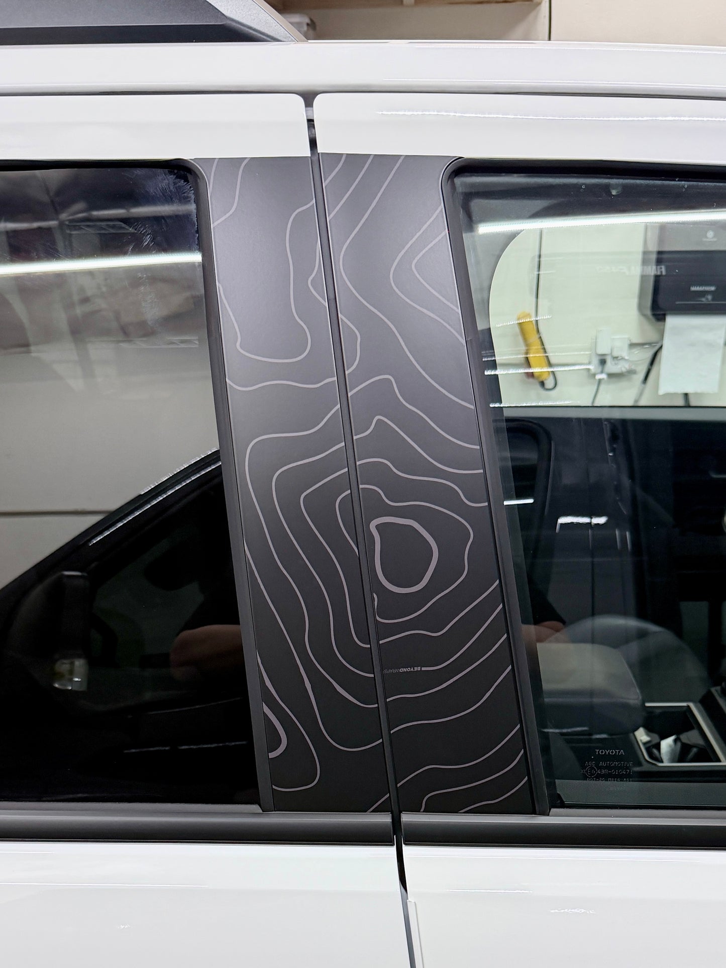 Pre-cut topo door pillar wraps installed on 6th gen Toyota 4Runner with clean factory-style fit
